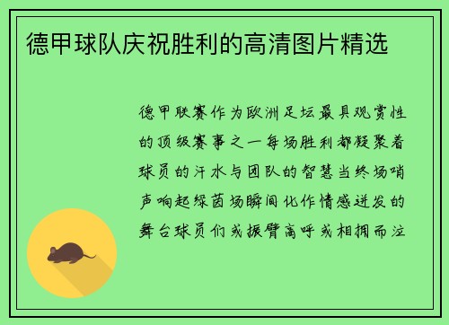德甲球队庆祝胜利的高清图片精选